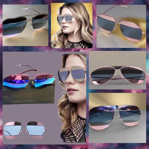 ? NWT The Funky Aviator Dior Split Blue And Pink Mirror 59MM Sunglasses main image 7